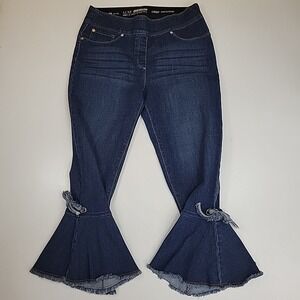Luxe Denim 360/4 Way Stretch Sz Medium (10-12)  Bell Cuff Women's Cropped  Capri